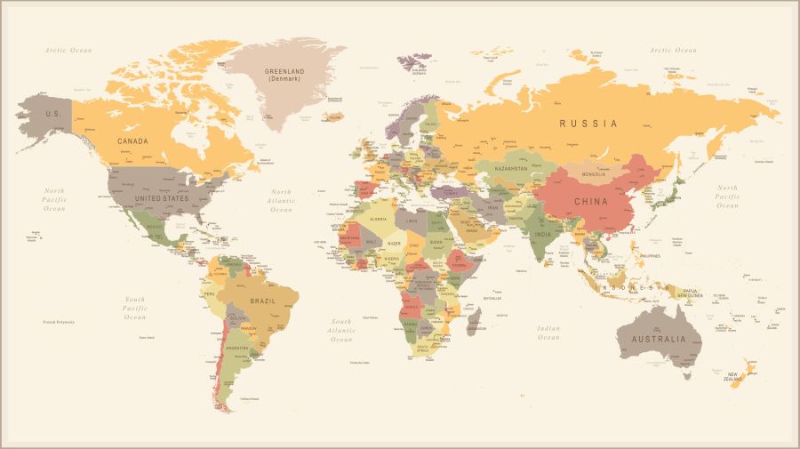 Картина на холсте карта мира, арт hd1400801